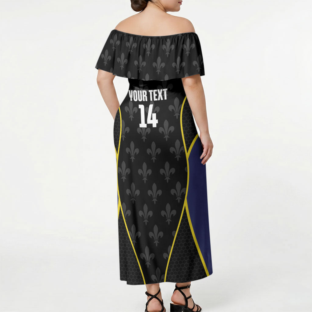 Guadeloupe Football Custom Off Shoulder Maxi Dress Allez Les Gwada Boys Flag Color