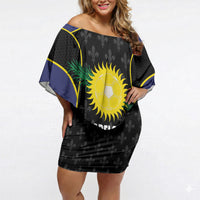 Guadeloupe Football Custom Off Shoulder Short Dress Allez Les Gwada Boys Flag Color