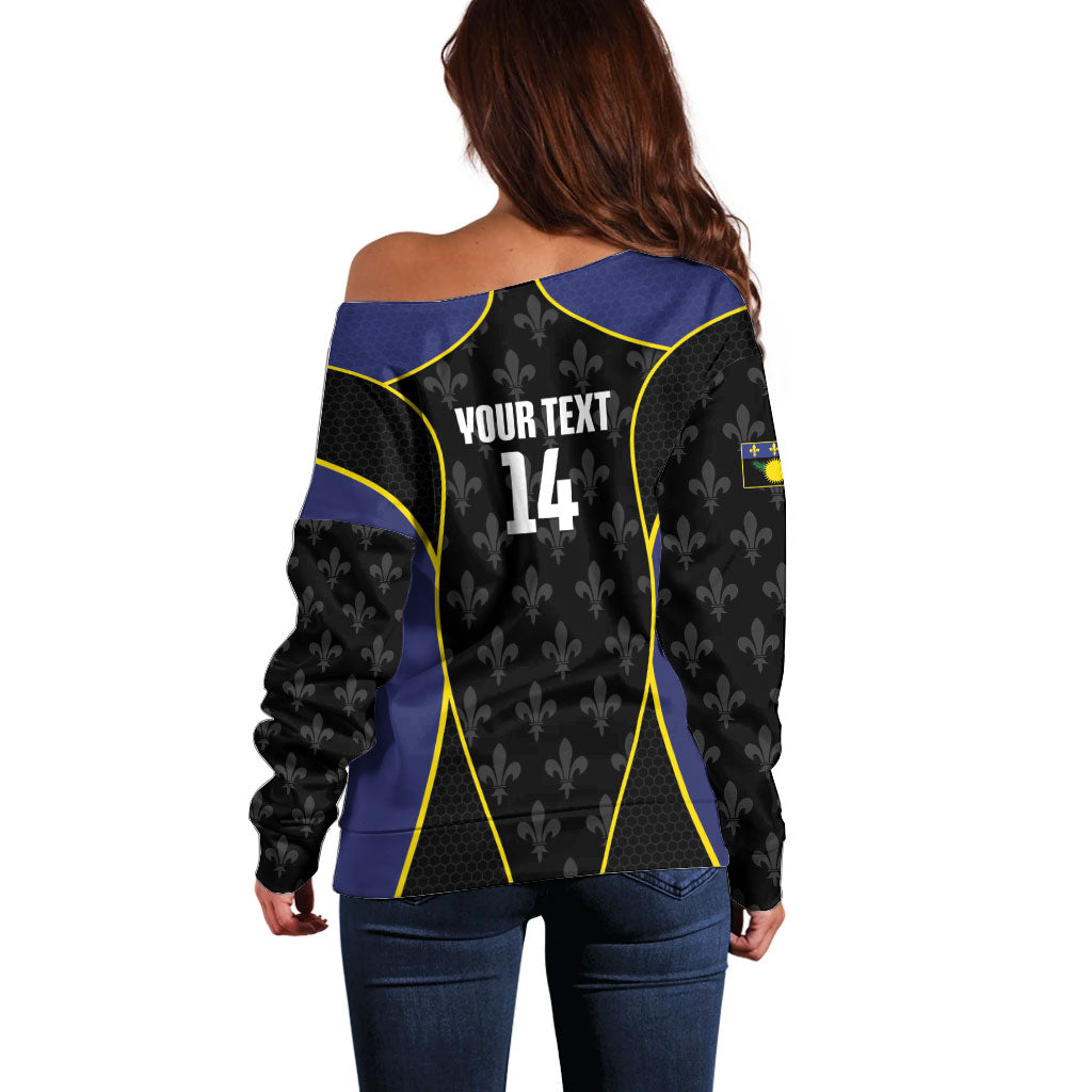 Guadeloupe Football Custom Off Shoulder Sweater Allez Les Gwada Boys Flag Color