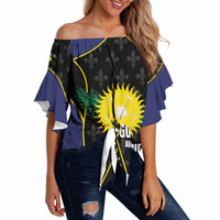 Guadeloupe Football Custom Off Shoulder Wrap Waist Top Allez Les Gwada Boys Flag Color