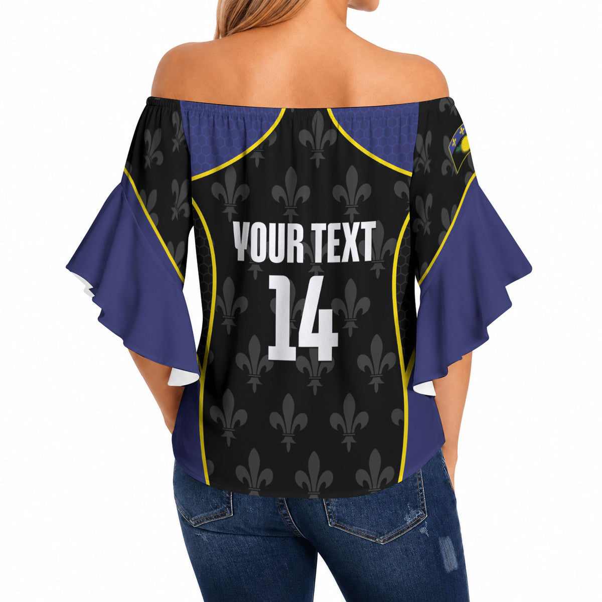 Guadeloupe Football Custom Off Shoulder Wrap Waist Top Allez Les Gwada Boys Flag Color