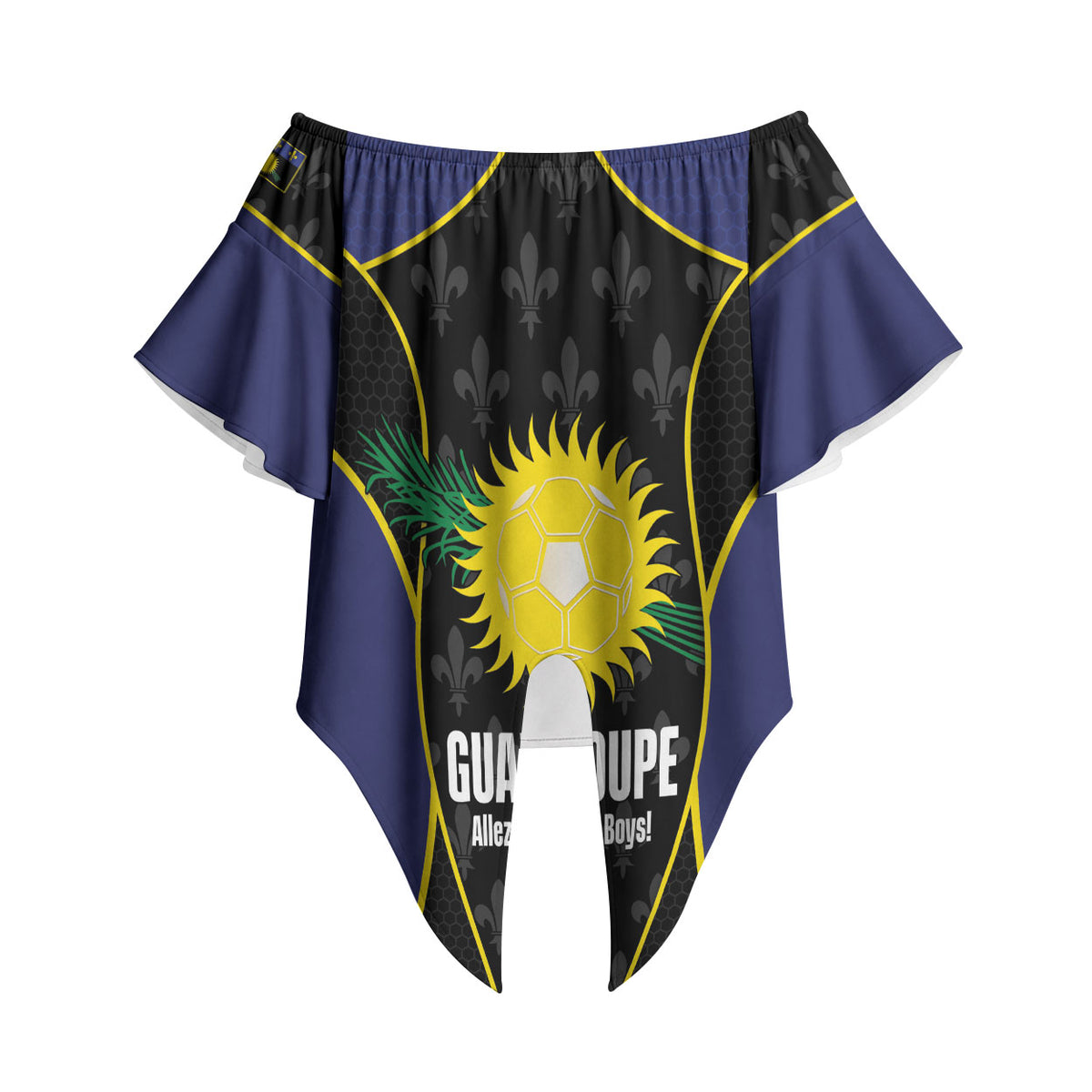 Guadeloupe Football Custom Off Shoulder Wrap Waist Top Allez Les Gwada Boys Flag Color