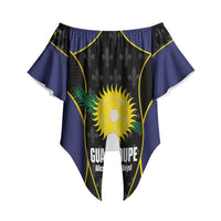 Guadeloupe Football Custom Off Shoulder Wrap Waist Top Allez Les Gwada Boys Flag Color
