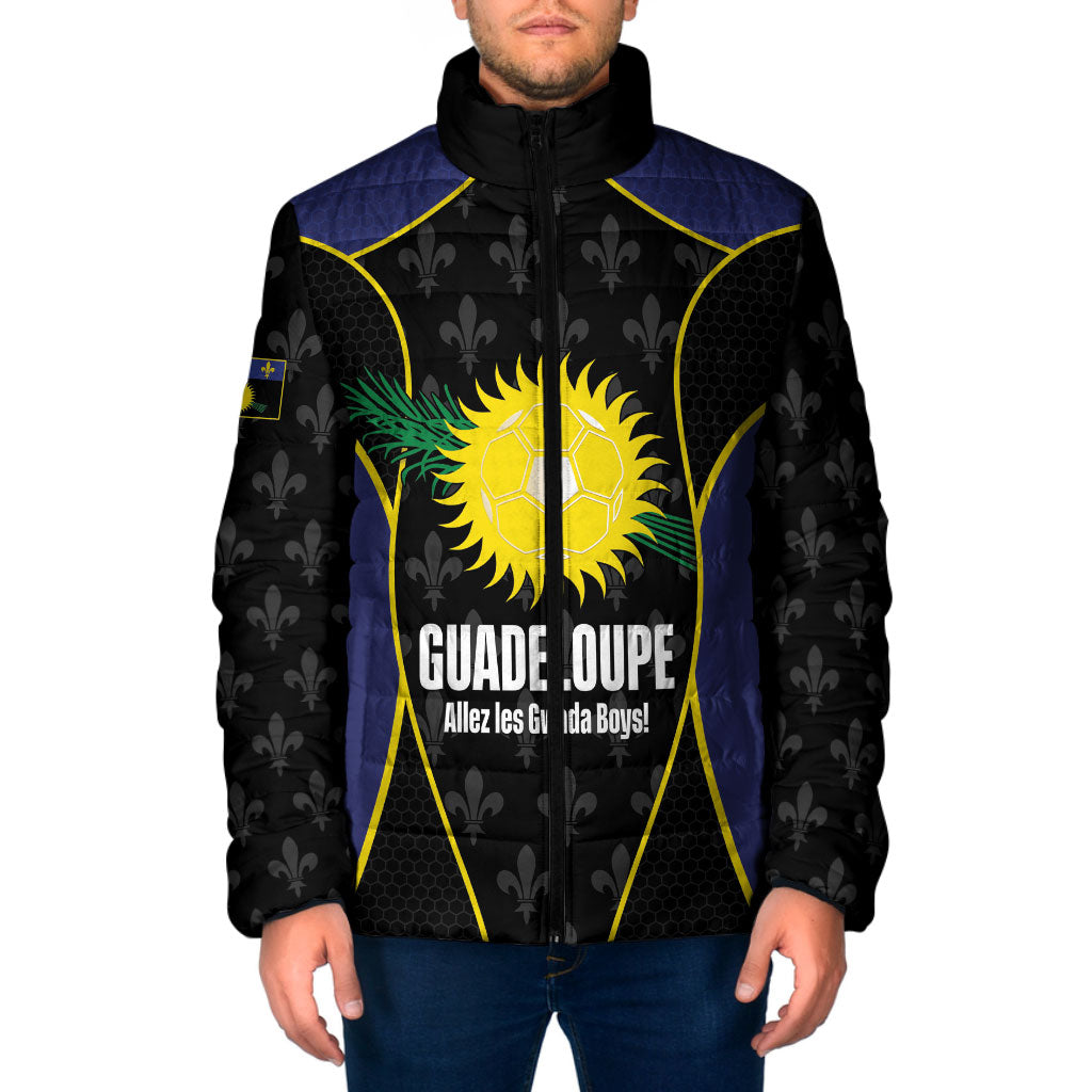 Guadeloupe Football Custom Padded Jacket Allez Les Gwada Boys Flag Color