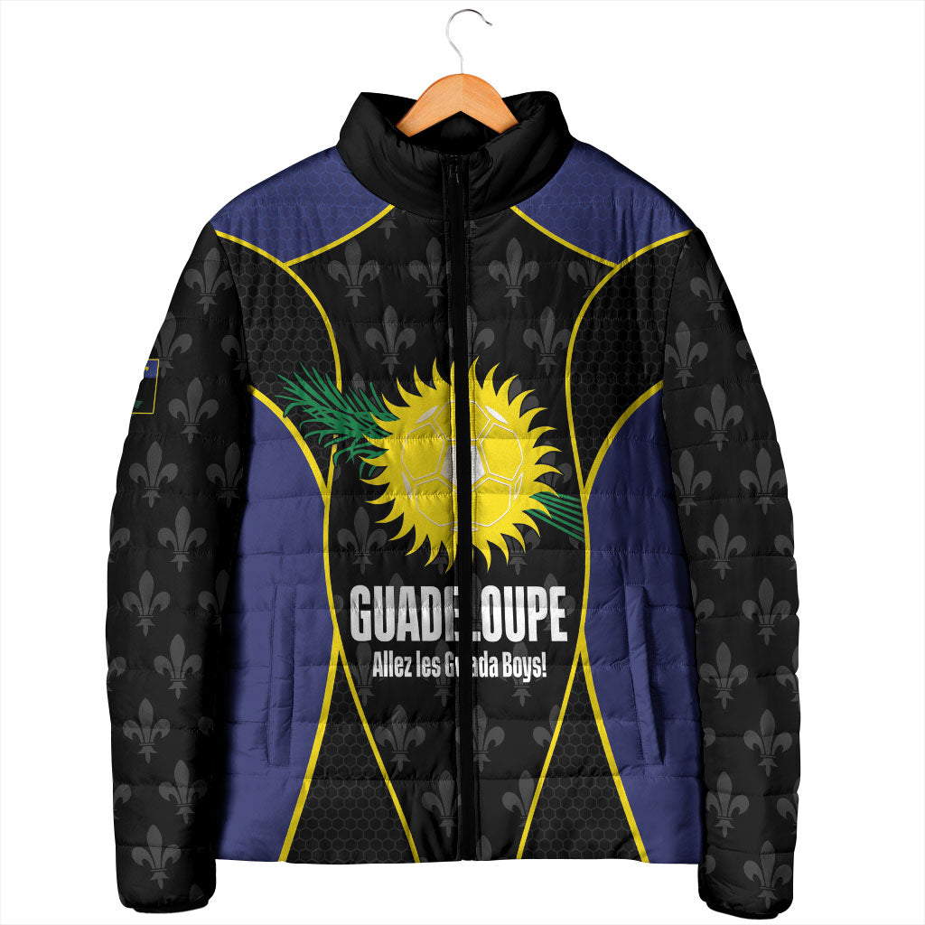 Guadeloupe Football Custom Padded Jacket Allez Les Gwada Boys Flag Color