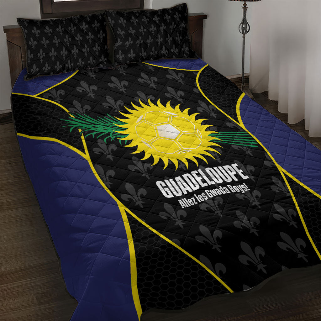 Guadeloupe Football Quilt Bed Set Allez Les Gwada Boys Flag Color