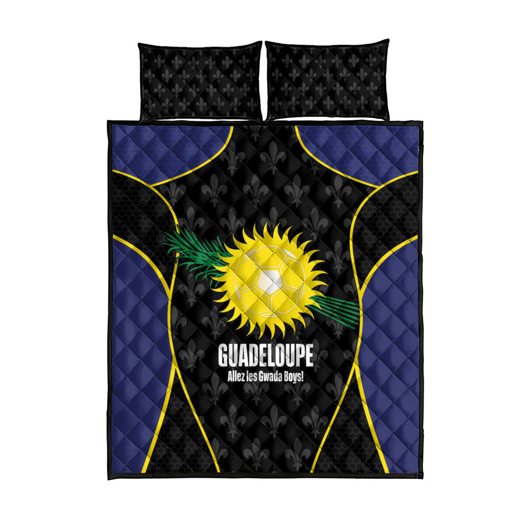 Guadeloupe Football Quilt Bed Set Allez Les Gwada Boys Flag Color