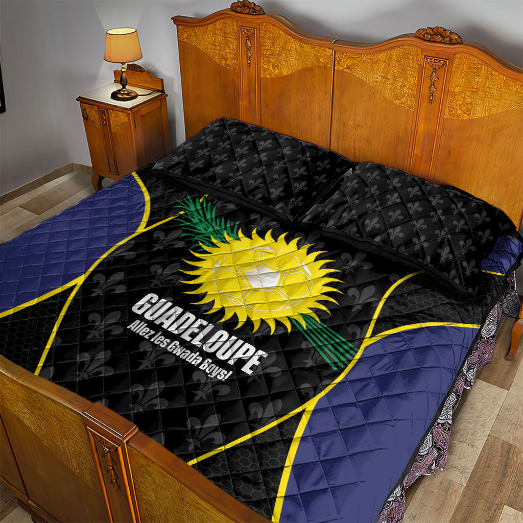 Guadeloupe Football Quilt Bed Set Allez Les Gwada Boys Flag Color