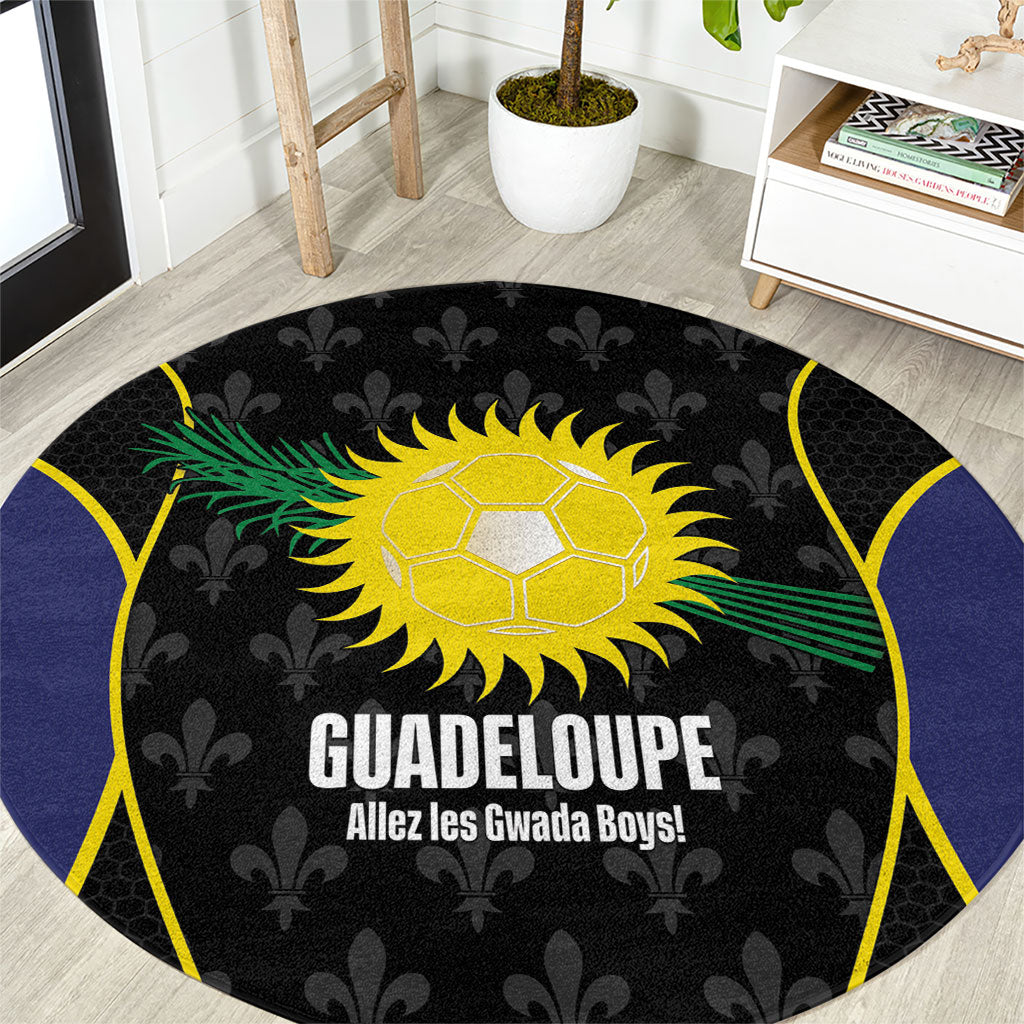 Guadeloupe Football Round Carpet Allez Les Gwada Boys Flag Color