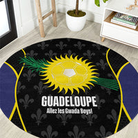 Guadeloupe Football Round Carpet Allez Les Gwada Boys Flag Color