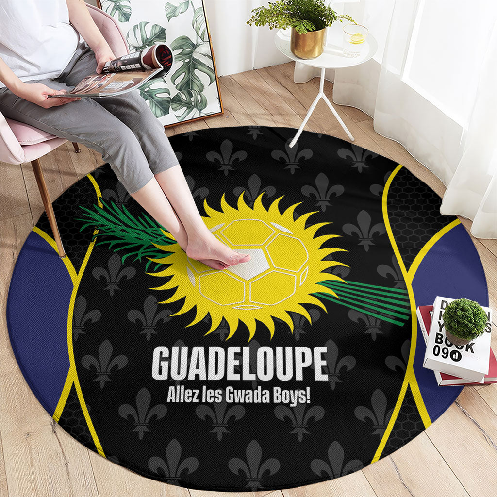 Guadeloupe Football Round Carpet Allez Les Gwada Boys Flag Color