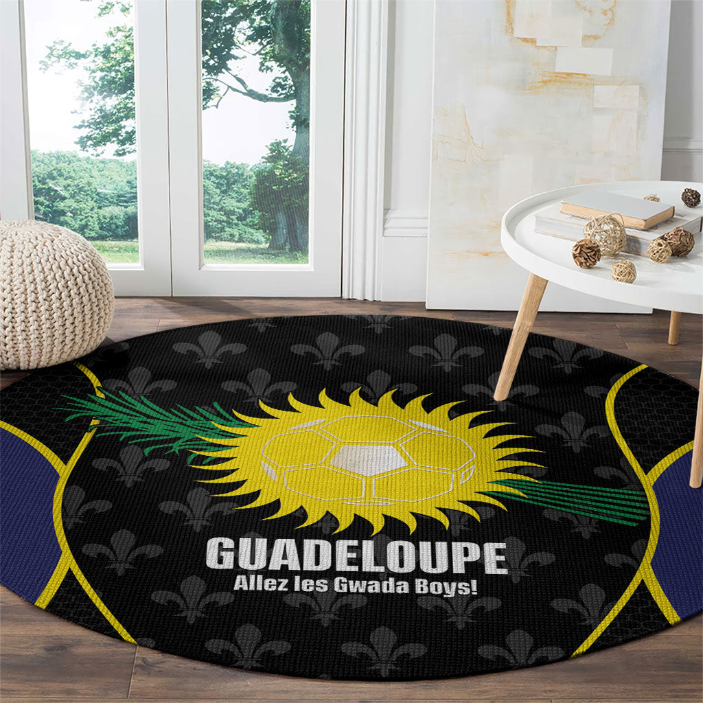Guadeloupe Football Round Carpet Allez Les Gwada Boys Flag Color