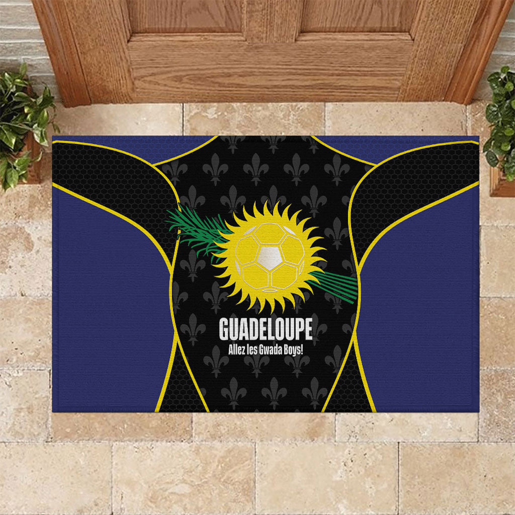Guadeloupe Football Rubber Doormat Allez Les Gwada Boys Flag Color