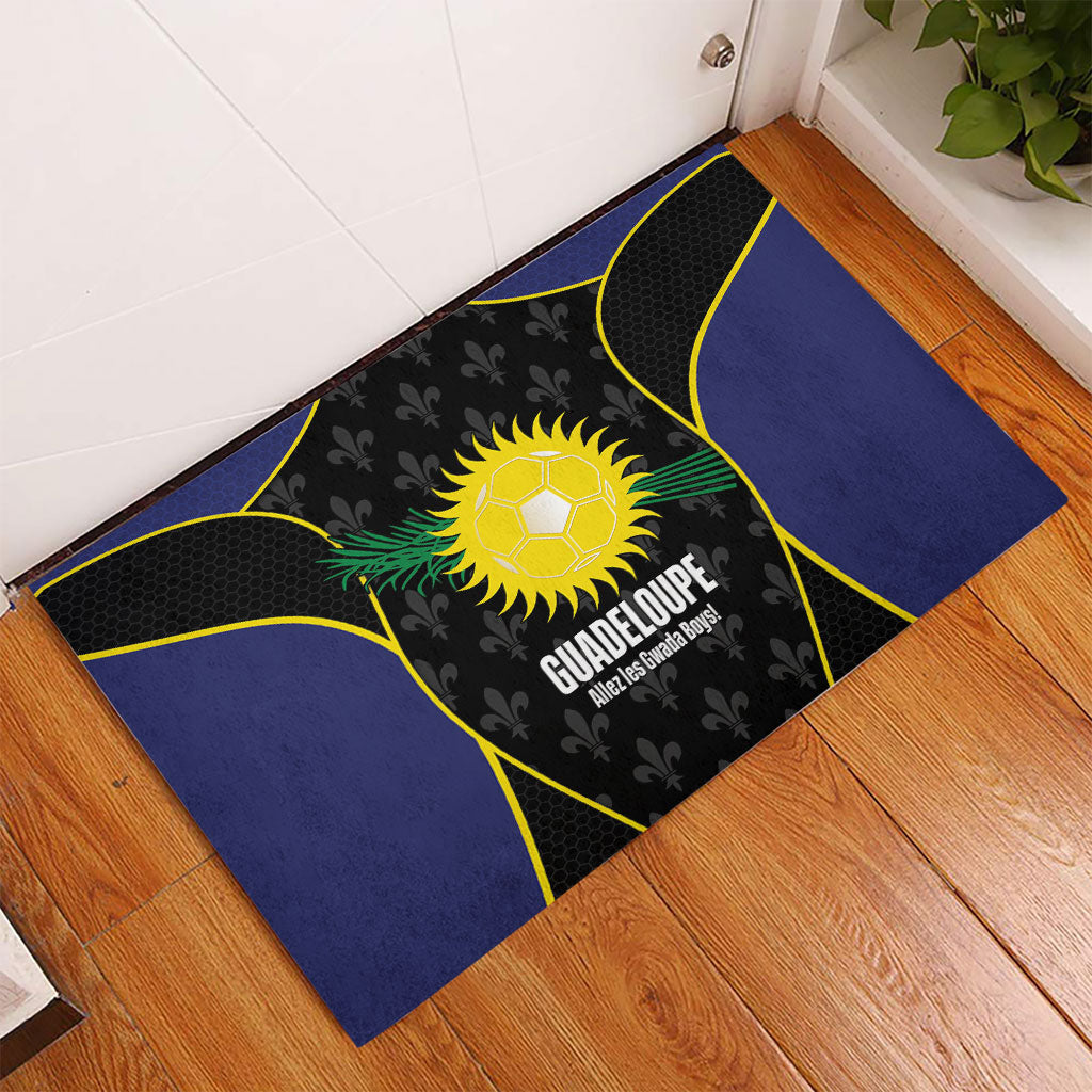 Guadeloupe Football Rubber Doormat Allez Les Gwada Boys Flag Color