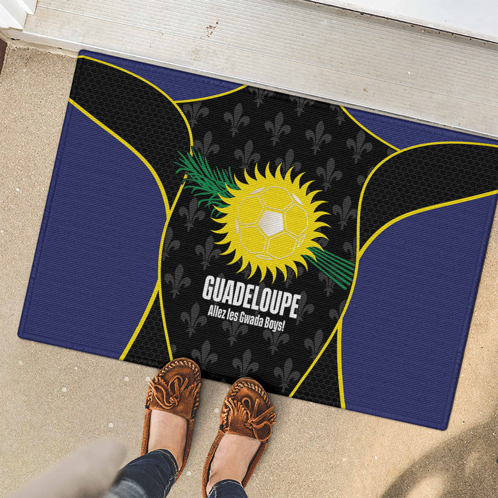Guadeloupe Football Rubber Doormat Allez Les Gwada Boys Flag Color