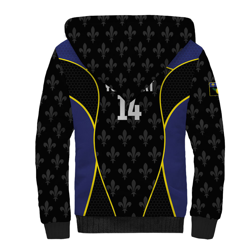 Guadeloupe Football Custom Sherpa Hoodie Allez Les Gwada Boys Flag Color