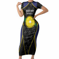 Guadeloupe Football Custom Short Sleeve Bodycon Dress Allez Les Gwada Boys Flag Color