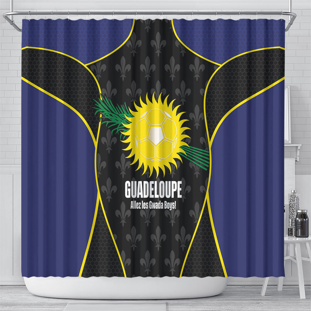 Guadeloupe Football Shower Curtain Allez Les Gwada Boys Flag Color