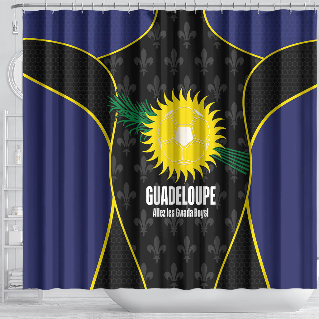 Guadeloupe Football Shower Curtain Allez Les Gwada Boys Flag Color