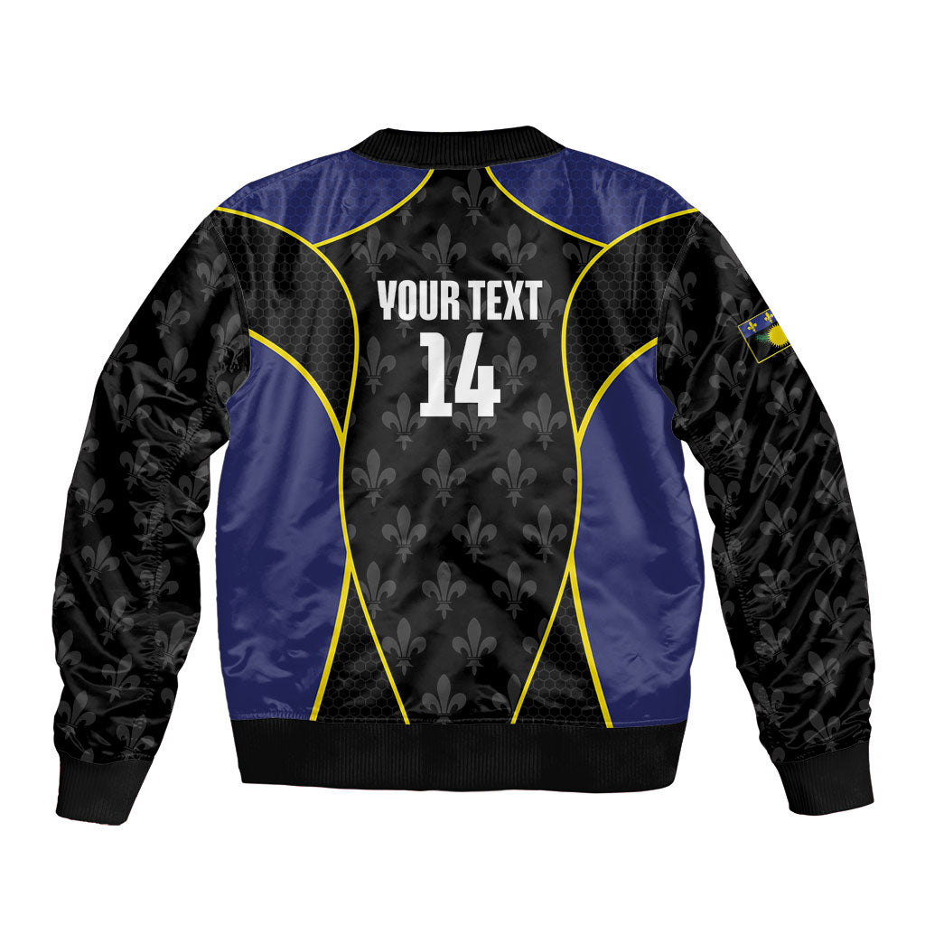 Guadeloupe Football Custom Sleeve Zip Bomber Jacket Allez Les Gwada Boys Flag Color
