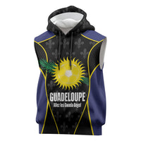 Guadeloupe Football Custom Sleeveless Hoodie Allez Les Gwada Boys Flag Color