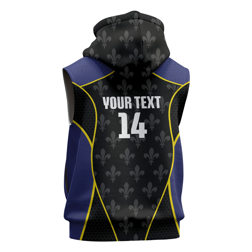 Guadeloupe Football Custom Sleeveless Hoodie Allez Les Gwada Boys Flag Color