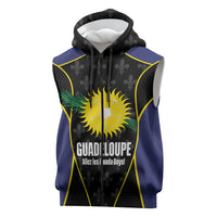 Guadeloupe Football Custom Sleeveless Zip Hoodie Allez Les Gwada Boys Flag Color