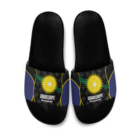 Guadeloupe Football Slide Sandals Allez Les Gwada Boys Flag Color