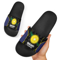Guadeloupe Football Slide Sandals Allez Les Gwada Boys Flag Color