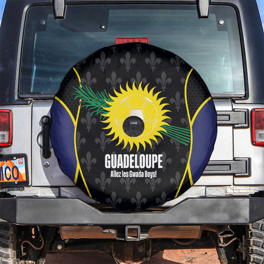 Guadeloupe Football Spare Tire Cover Allez Les Gwada Boys Flag Color