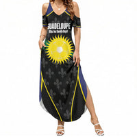 Guadeloupe Football Custom Summer Maxi Dress Allez Les Gwada Boys Flag Color