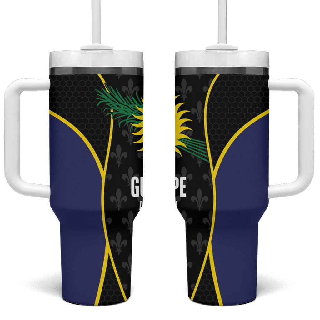 Guadeloupe Football Tumbler With Handle Allez Les Gwada Boys Flag Color