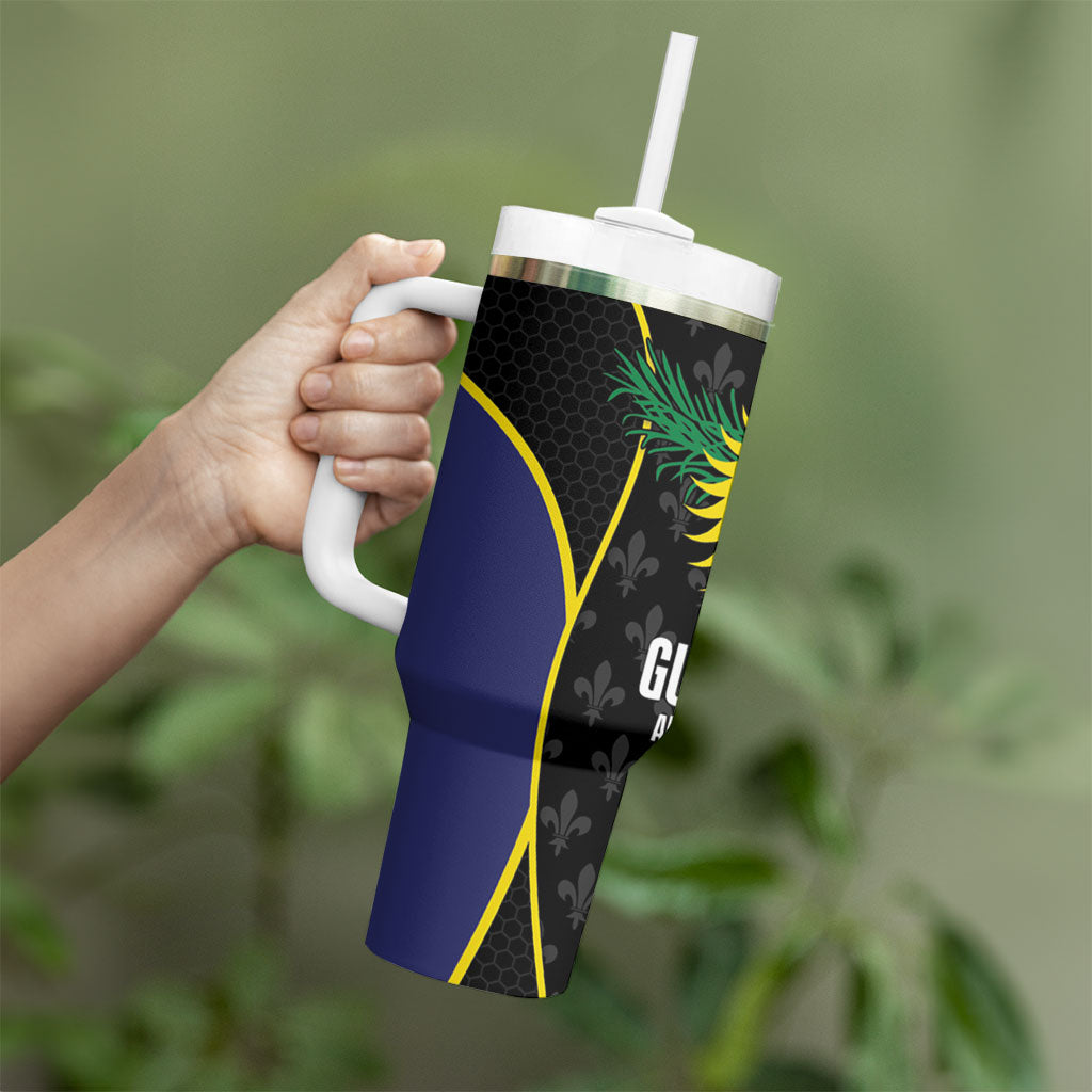 Guadeloupe Football Tumbler With Handle Allez Les Gwada Boys Flag Color