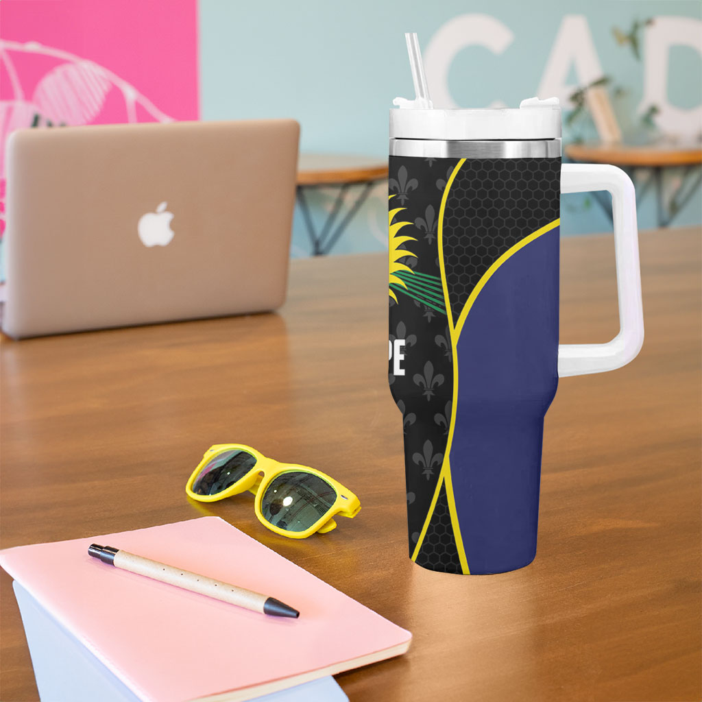 Guadeloupe Football Tumbler With Handle Allez Les Gwada Boys Flag Color