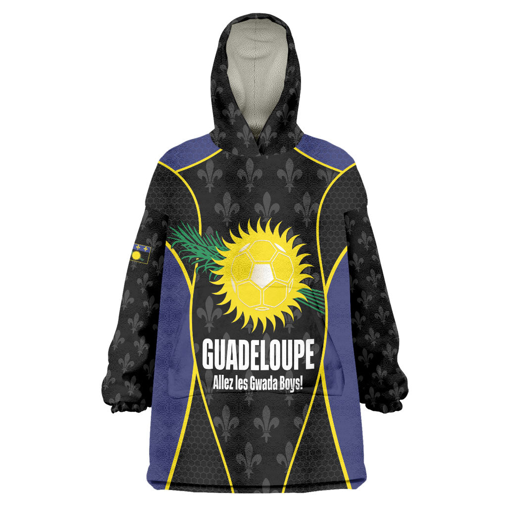 Guadeloupe Football Custom Wearable Blanket Hoodie Allez Les Gwada Boys Flag Color