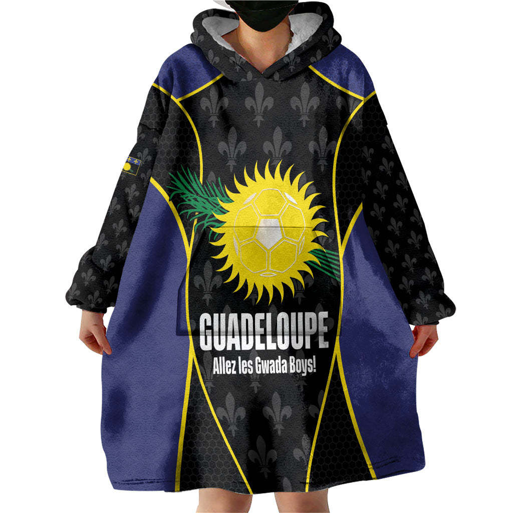 Guadeloupe Football Custom Wearable Blanket Hoodie Allez Les Gwada Boys Flag Color
