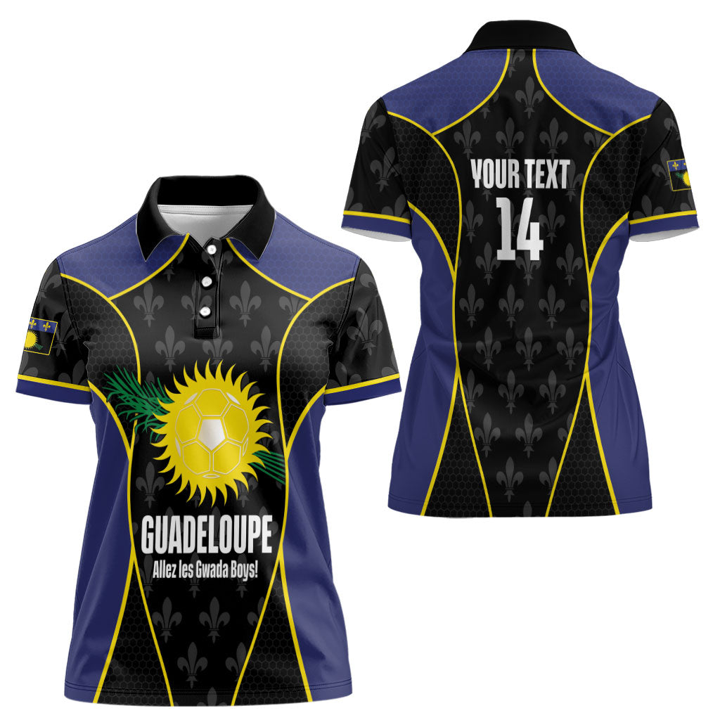 Guadeloupe Football Custom Women Polo Shirt Allez Les Gwada Boys Flag Color