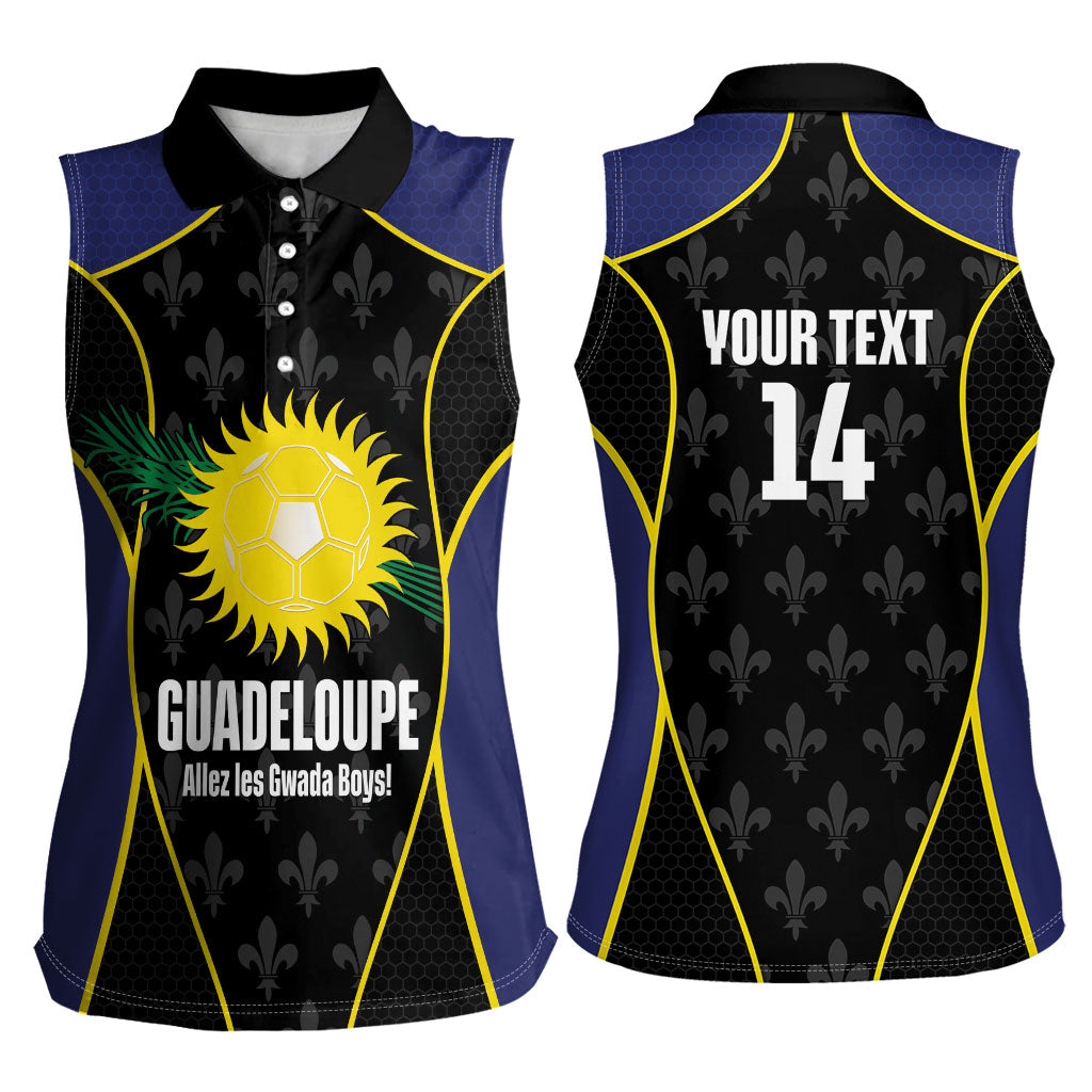 Guadeloupe Football Custom Women Sleeveless Polo Shirt Allez Les Gwada Boys Flag Color
