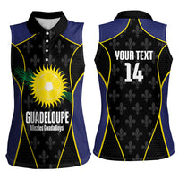 Guadeloupe Football Custom Women Sleeveless Polo Shirt Allez Les Gwada Boys Flag Color