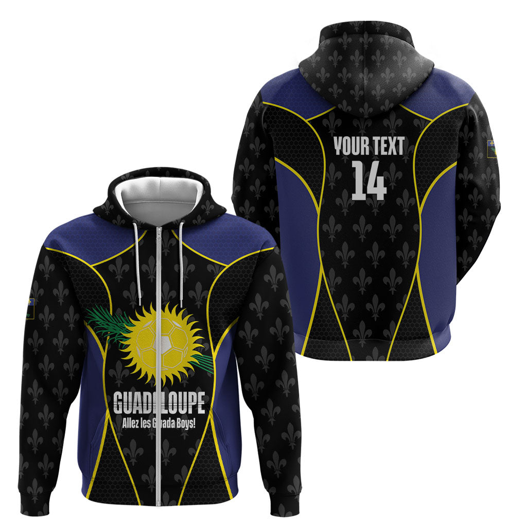 Guadeloupe Football Custom Zip Hoodie Allez Les Gwada Boys Flag Color
