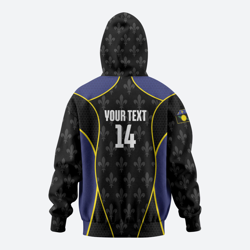 Guadeloupe Football Custom Zip Hoodie Allez Les Gwada Boys Flag Color