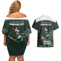 South Africa Rugby Couples Matching Off Shoulder Short Dress and Hawaiian Shirt Springboks 4th Champions World Cup Proud Bokke - Wonder Print Shop
