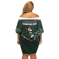 South Africa Rugby Family Matching Off Shoulder Short Dress and Hawaiian Shirt Springboks 4th Champions World Cup Proud Bokke - Wonder Print Shop