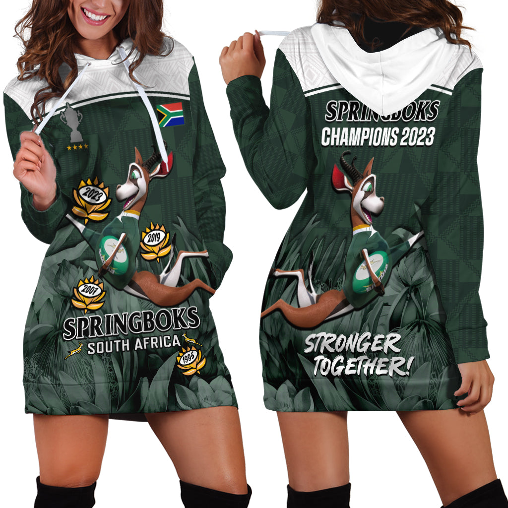 South Africa Rugby Hoodie Dress Springboks 4th Champions World Cup Proud Bokke - Wonder Print Shop
