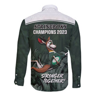 South Africa Rugby Long Sleeve Button Shirt Springboks 4th Champions World Cup Proud Bokke - Wonder Print Shop