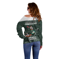 South Africa Rugby Off Shoulder Sweater Springboks 4th Champions World Cup Proud Bokke - Wonder Print Shop