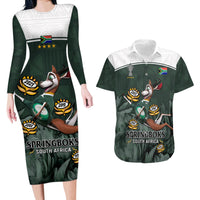Custom South Africa Rugby Couples Matching Long Sleeve Bodycon Dress and Hawaiian Shirt Springboks 4th Champions World Cup Proud Bokke - Wonder Print Shop