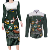 Custom South Africa Rugby Couples Matching Long Sleeve Bodycon Dress and Long Sleeve Button Shirt Springboks 4th Champions World Cup Proud Bokke - Wonder Print Shop