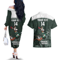 Custom South Africa Rugby Couples Matching Off The Shoulder Long Sleeve Dress and Hawaiian Shirt Springboks 4th Champions World Cup Proud Bokke - Wonder Print Shop