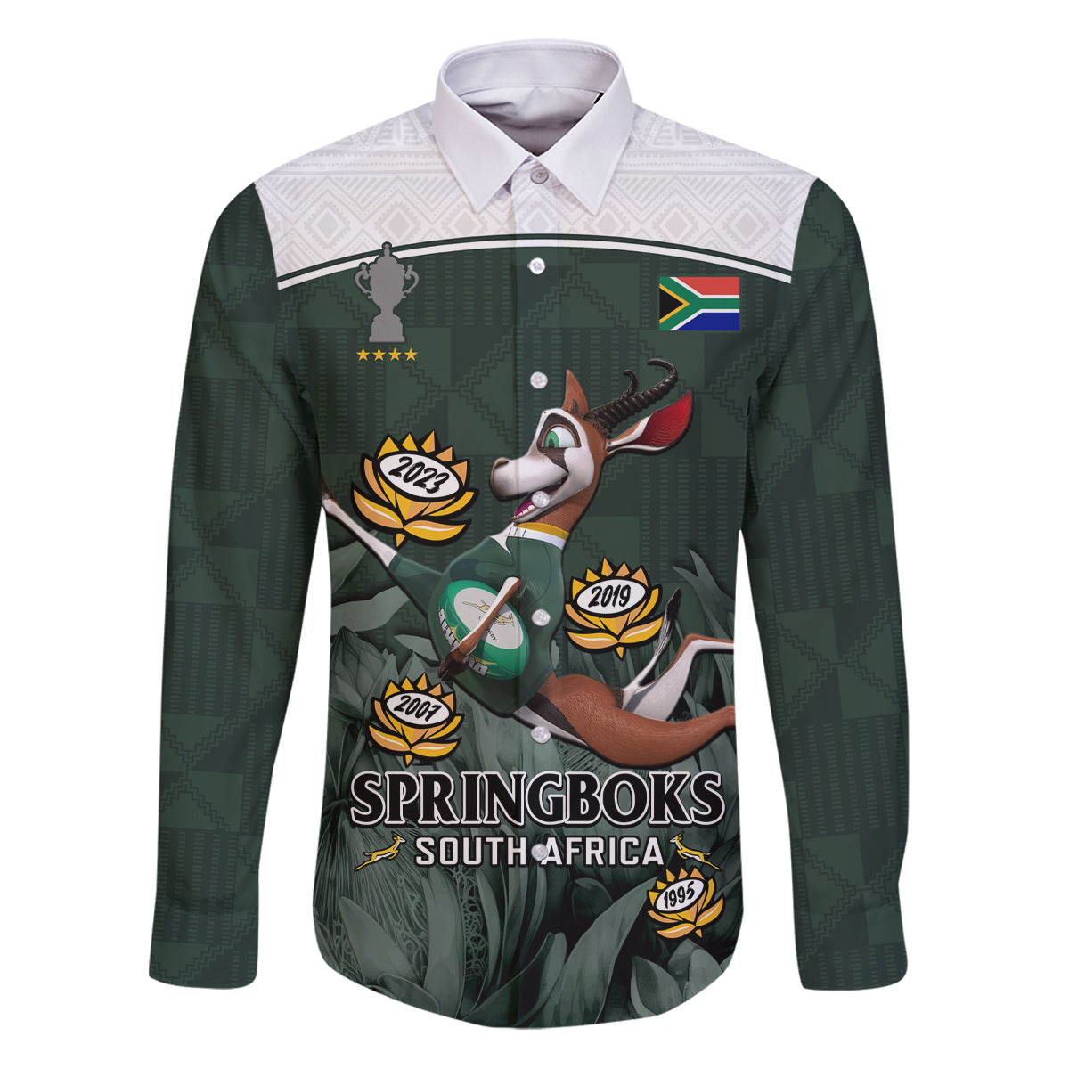 Custom South Africa Rugby Family Matching Puletasi Dress and Hawaiian Shirt Springboks 4th Champions World Cup Proud Bokke - Wonder Print Shop